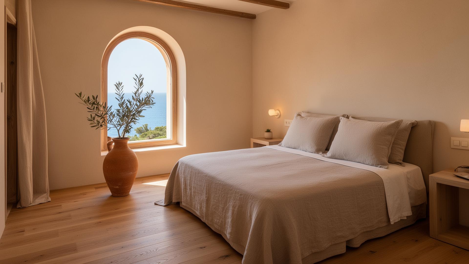 Suite with sea view and wood beams